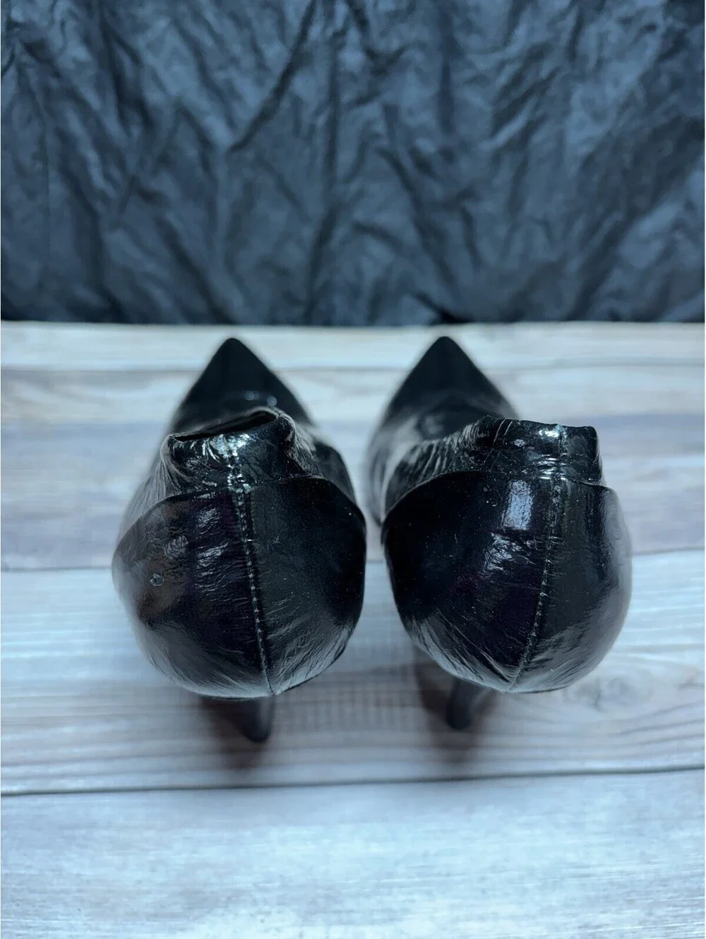 Womens Ankle Boots Black Metallic Slim Heels Leather 8 M